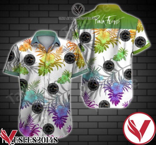Pink Floyd Gradient Tropical Floral White Hawaiian Shirt, Unique Gifts For Friends - Vesles2014S 1