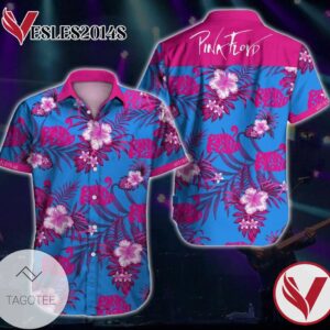 Pink Floyd Hawaiian Graphic Print Short Sleeve Hawaiian Casual Shirt Vesles2014S