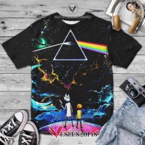 Pink Floyd Prism Galaxy Rick and Morty Album 3D T-Shirt, Unique Gifts For Music Lovers - Vesles2014S