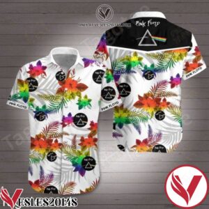Pink Floyd Rainbow Tropical Floral White Hawaiian Shirt, Unique Gifts For Friends - Vesles2014S 1