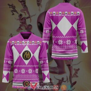 Pink Mighty Morphin Power Ranger Ugly Hockey Jersey Shirt, Trending Gifts For Fans - Vesles2014s 2