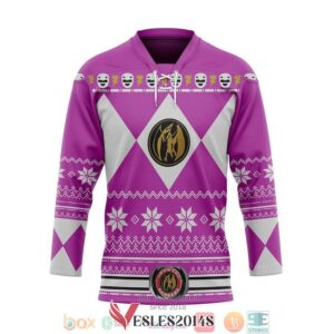 Pink Mighty Morphin Power Ranger Ugly Hockey Jersey Shirt, Trending Gifts For Fans - Vesles2014s