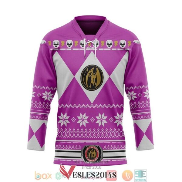 Pink Mighty Morphin Power Ranger Ugly Hockey Jersey Shirt, Trending Gifts For Fans - Vesles2014s