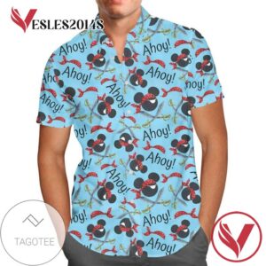 Pirate Mickey Ahoy Movies Disney For men And Women Graphic Print Short Sleeve Hawaiian Casual Shirt Vesles2014S