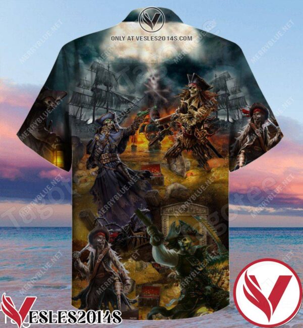 Pirate Skull Treasure Hunting Unisex Hawaiian Shirt, Unique Gifts For Friends - Vesles2014S 1