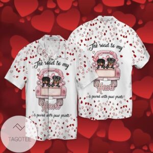 Pitbull Love The Road To My Heart Is Paved With Paw Prints For men And Women Graphic Print Short Sleeve Hawaiian Casual Shirt Vesles2014S 1