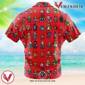 Pixel Smash Super Smash Bros Hawaiian Button Up Shirt, Perfect Gifts For Anime Lovers - Vesles2014S 1