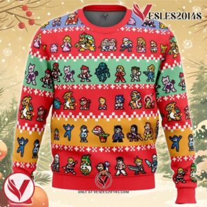 Pixel Smash Super Smash Bros Ugly Christmas Sweater, Unique Christmas Gift For Fans - Vesles2014S