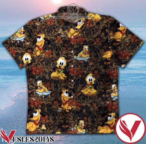 Pluto Dog Flower Pattern Black Hawaiian Shirt, Unique Gifts For Friends - Vesles2014S 1