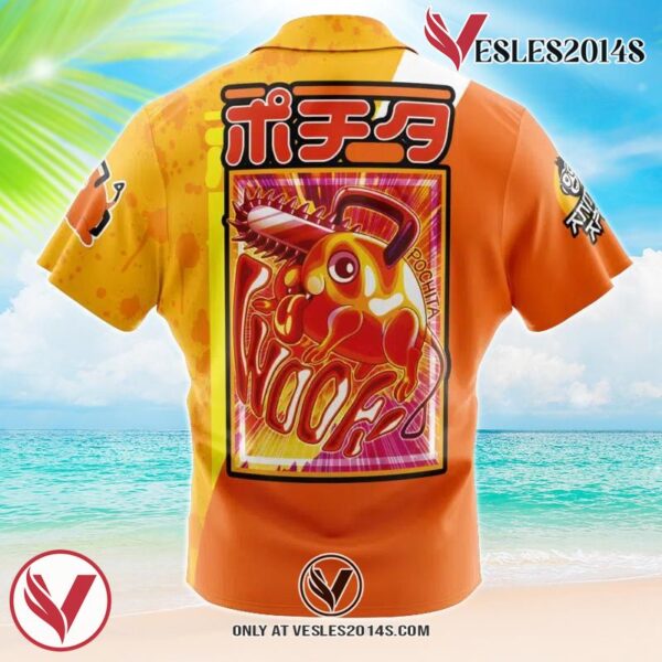 Pochita Chainsaw Man Hawaiian Button Up Shirt, Perfect Gifts For Anime Lovers - Vesles2014S 1