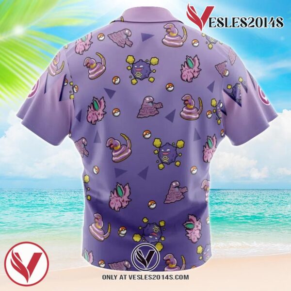 Poison Type Pattern Pokemon Hawaiian Button Up Shirt, Perfect Gifts For Anime Lovers - Vesles2014S 1