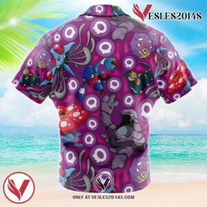 Poison Type Pokemon Pokemon Hawaiian Button Up Shirt, Perfect Gifts For Anime Lovers - Vesles2014S 1