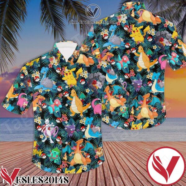Pokemon Button Shirts, Pokemon Hawaiian Shirt, Unique Gifts For Friends - Vesles2014S 1