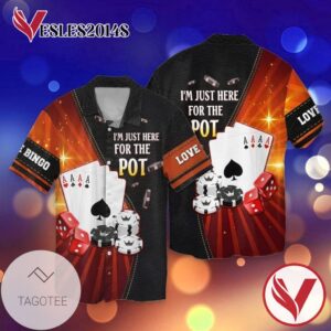 Poker I Am Just Here For The Pot For Men And Women Graphic Print Short Sleeve Hawaiian Casual Shirt Vesles2014S 1