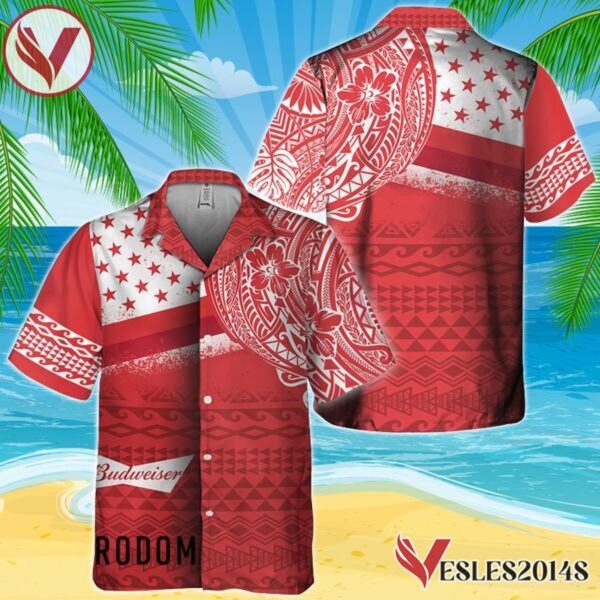 Polynesian Red Budweiser Beer Hawaiian Shirt, Best Summer Gifts For Fans - Vesles2014S