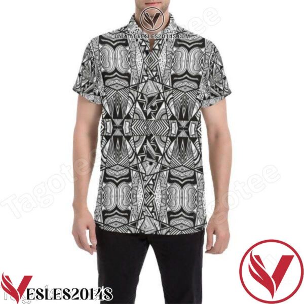 Polynesian Tribal Black And White Hawaiian Shirt, Unique Gifts For Friends - Vesles2014S 1