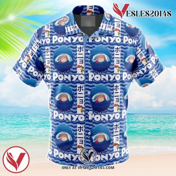 Ponyo Studio Ghibli Hawaiian Button Up Shirt, Perfect Gifts For Anime Lovers - Vesles2014S