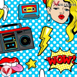 Pop Culture 80's Retro Comic Art Pattern Hockey - Vesles2014S 3