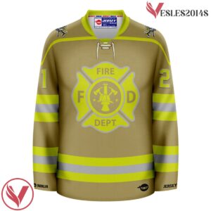 Pop Culture Firefighter - Turnout Gear Tan Hockey Jersey - Vesles2014S 2