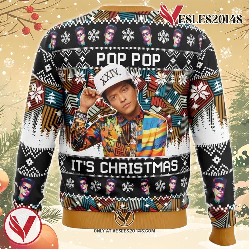Pop Pop It’s Christmas Bruno Mars Ugly Christmas Sweater, Unique Christmas Gift For Fans - Vesles2014S 1