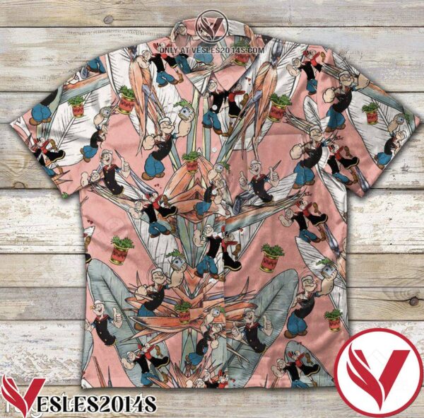 Popeye Cartoon Banana Leaf Pink Hawaiian Shirt, Unique Gifts For Friends - Vesles2014S 1