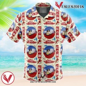 Porco Rosso Studio Ghibli Hawaiian Button Up Shirt, Perfect Gifts For Anime Lovers - Vesles2014S