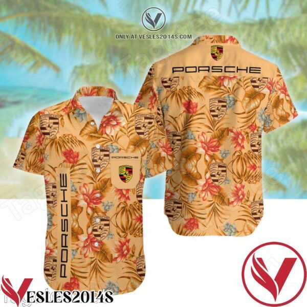 Porsche Floral Pattern Light Orange Hawaiian Shirt, Unique Gifts For Friends - Vesles2014S 1
