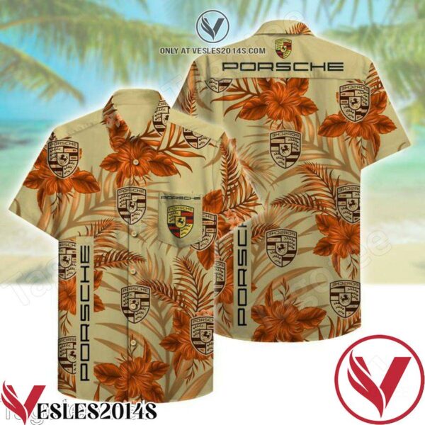Porsche Orange Hibiscus Hawaiian Shirt, Unique Gifts For Friends - Vesles2014S 1