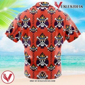 Portgas D. Ace Jolly Roger One Piece Hawaiian Button Up Shirt, Perfect Gifts For Anime Lovers - Vesles2014S 1