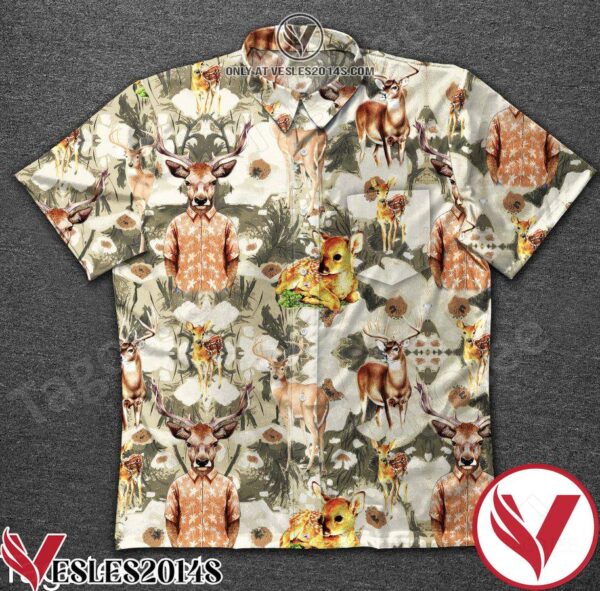 Portrait Of Deer In Summer Shirt And Hunting Deer Hawaiian Shirt, Unique Gifts For Friends - Vesles2014S 1