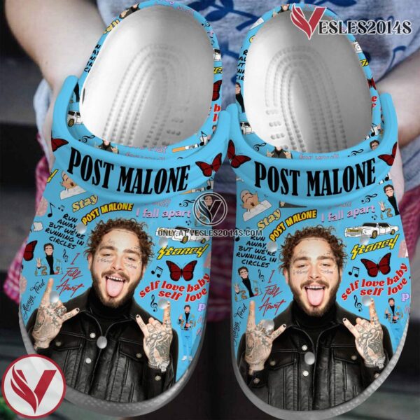 Post Malone Rapper Music Crocs Crocband Clogs Shoes, Unique Gifts For Fans Style 4 - Vesles2014S