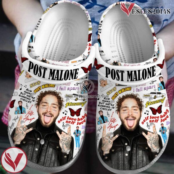 Post Malone Rapper Music Crocs Crocband Clogs Shoes, Unique Gifts For Fans Style 8 - Vesles2014S