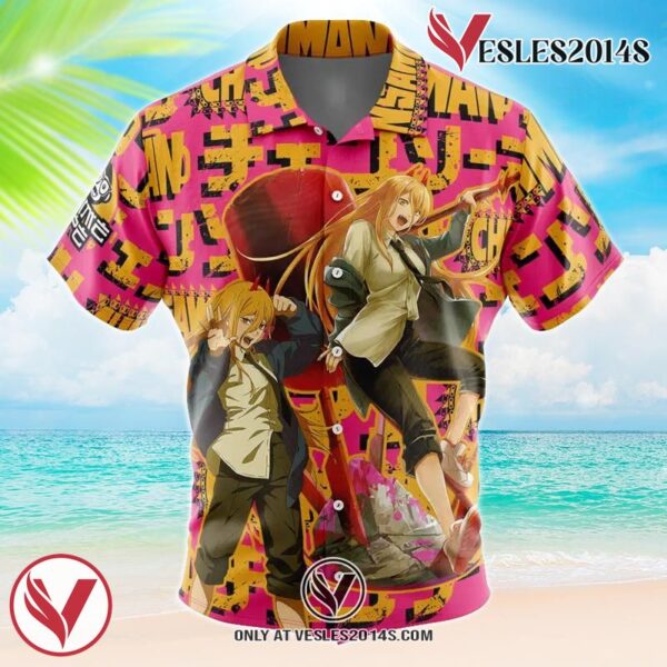 Power Chainsaw Man Hawaiian Button Up Shirt, Perfect Gifts For Anime Lovers - Vesles2014S
