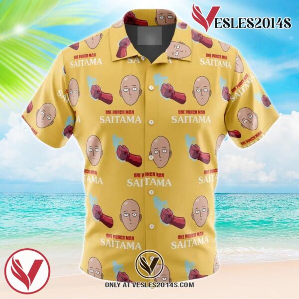 Power Saitama One Punch Man Hawaiian Button Up Shirt, Perfect Gifts For Anime Lovers - Vesles2014S
