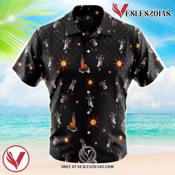 Praise The Sun Pattern Dark Souls Hawaiian Button Up Shirt, Perfect Gifts For Anime Lovers - Vesles2014S 1