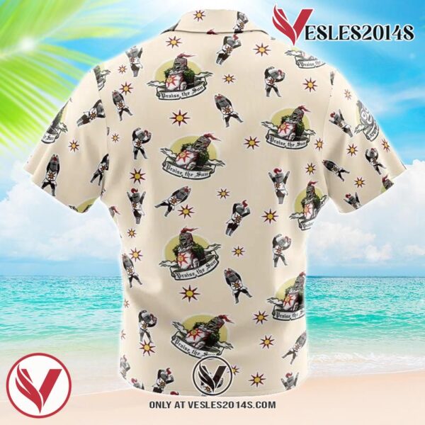 Praise the Sun Pattern Dark Souls Hawaiian Button Up Shirt, Perfect Gifts For Anime Lovers - Vesles2014S eUL 1