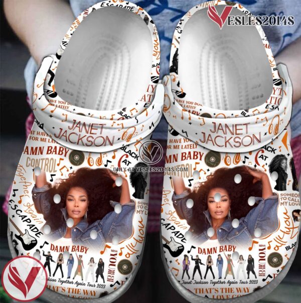 Premium Janet Jackson Music Crocs Crocband Clogs Shoes, Unique Gifts For Fans Style 1 - Vesles2014S