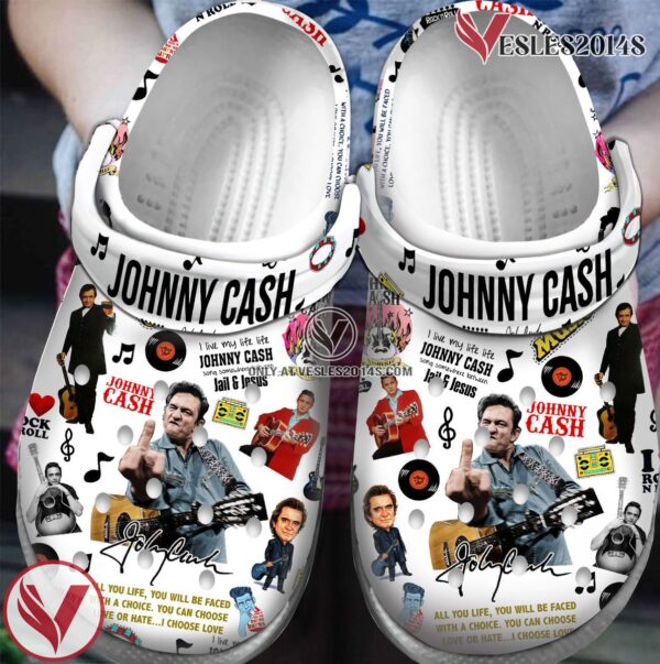 Premium Johnny Cash Music Crocs Crocband Clogs Shoes, Unique Gifts For Fans - Vesles2014S
