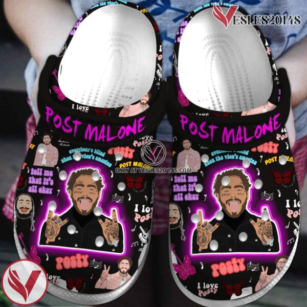 Premium Post Malone Music Crocs Crocband Clogs Shoes, Unique Gifts For Fans Style 2 - Vesles2014S