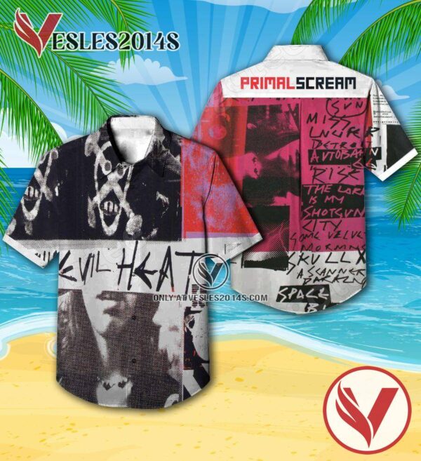 Primal Scream Evil Heat Album Cover Hawaiian Shirt, Unique Gifts For Music Lovers - Vesles2014S