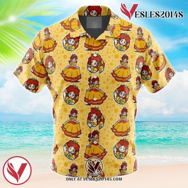 Princess Daisy Mario Bros Hawaiian Button Up Shirt, Perfect Gifts For Anime Lovers - Vesles2014S
