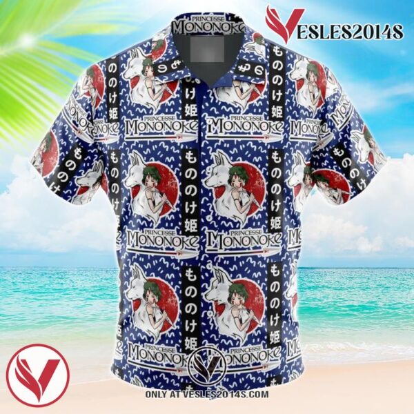 Princess Mononoke Studio Ghibli Hawaiian Button Up Shirt, Perfect Gifts For Anime Lovers - Vesles2014S X04