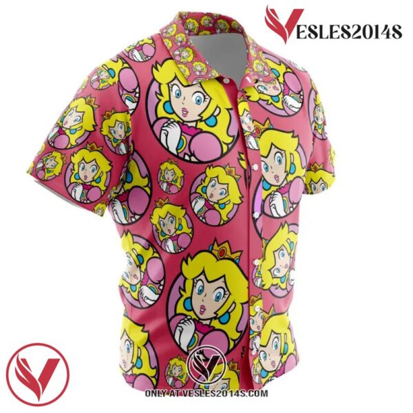 Princess Peach Mario Bros Hawaiian Button Up Shirt, Perfect Gifts For Anime Lovers - Vesles2014S 1