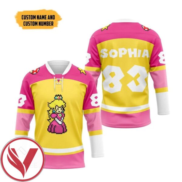 Princess Peach Sports Custom Name Custom Number Hockey Jersey, Trending Gifts For Fans - Vesles2014s 1