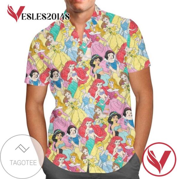 Princess Sketches Disney For men And Women Graphic Print Short Sleeve Hawaiian Casual Shirt Vesles2014S