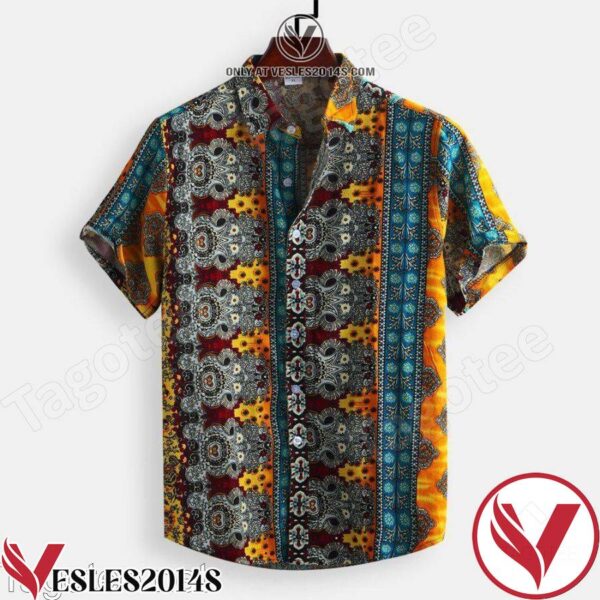 Printed Patchwork National Style Hawaiian Shirt, Unique Gifts For Friends - Vesles2014S 1