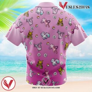 Psychic Type Pattern Pokemon Hawaiian Button Up Shirt, Perfect Gifts For Anime Lovers - Vesles2014S 1