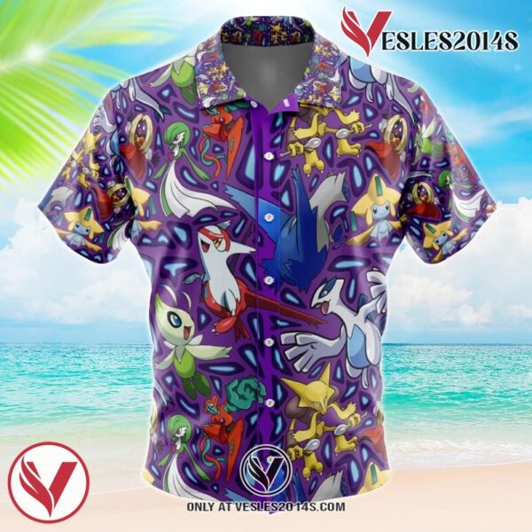 Psychic Type Pokemon Pokemon Hawaiian Button Up Shirt, Perfect Gifts For Anime Lovers - Vesles2014S