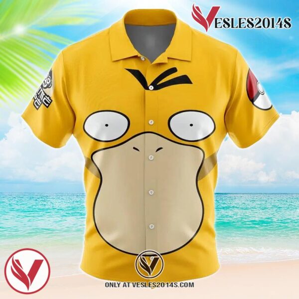 Psyduck Face Pokemon Button Up  Hawaiian Shirt