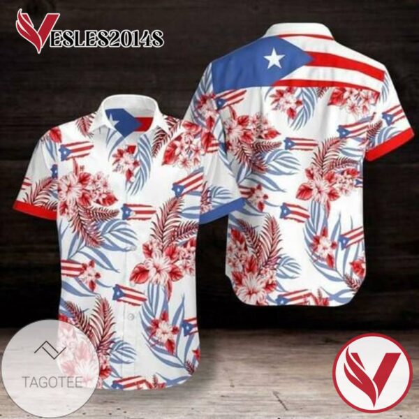 Puerto Rico Hawaiian Graphic Print Short Sleeve Hawaiian Casual Shirt Vesles2014S